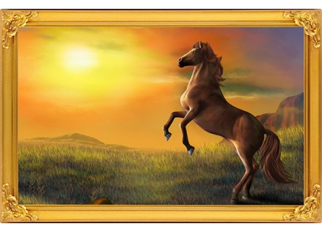 Наклейка на стену Лошадь на фоне красивого пейзажа на закате